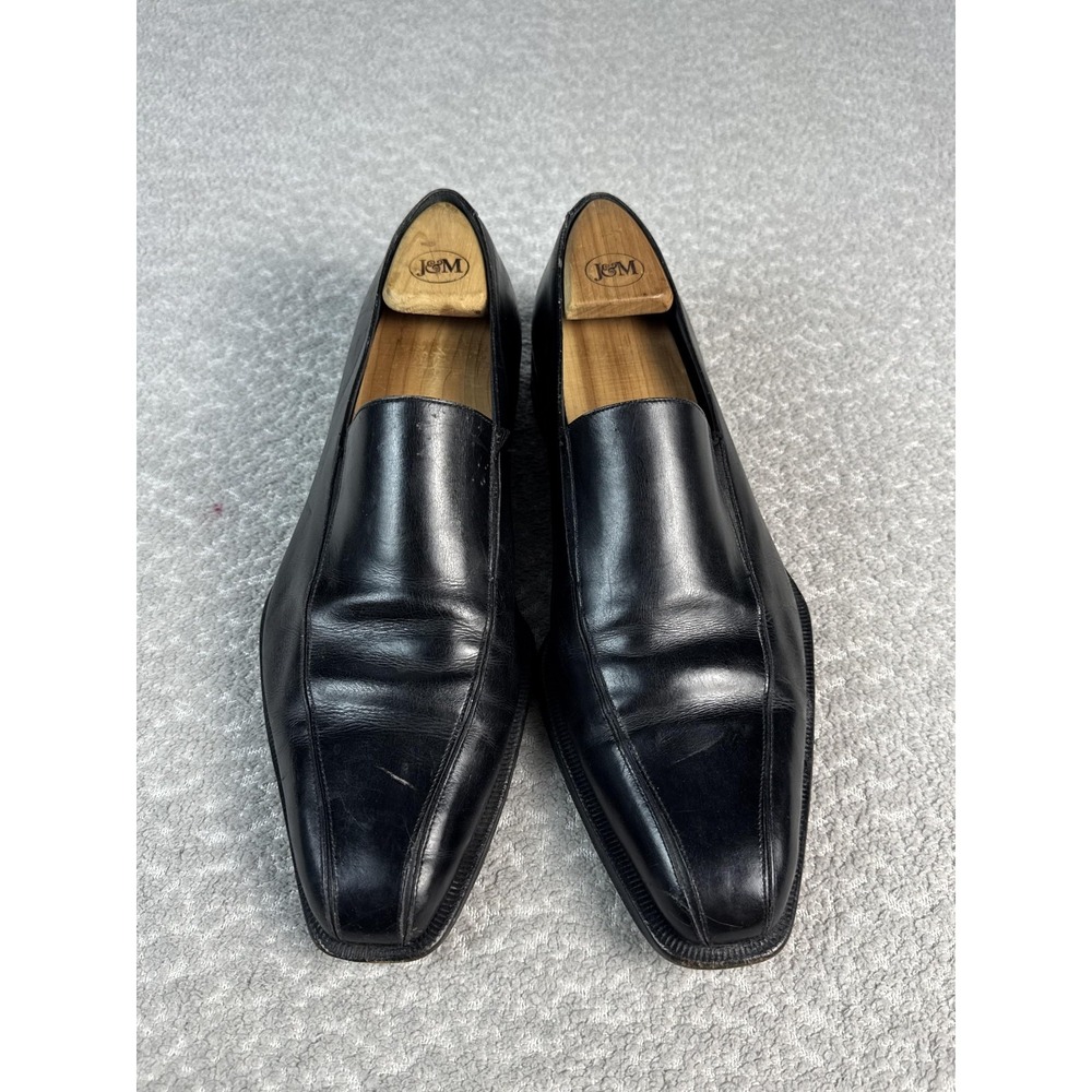 Bruno Magli Shoes Mens Size 10 Black Leather Square Toe Slip On Italy Dress